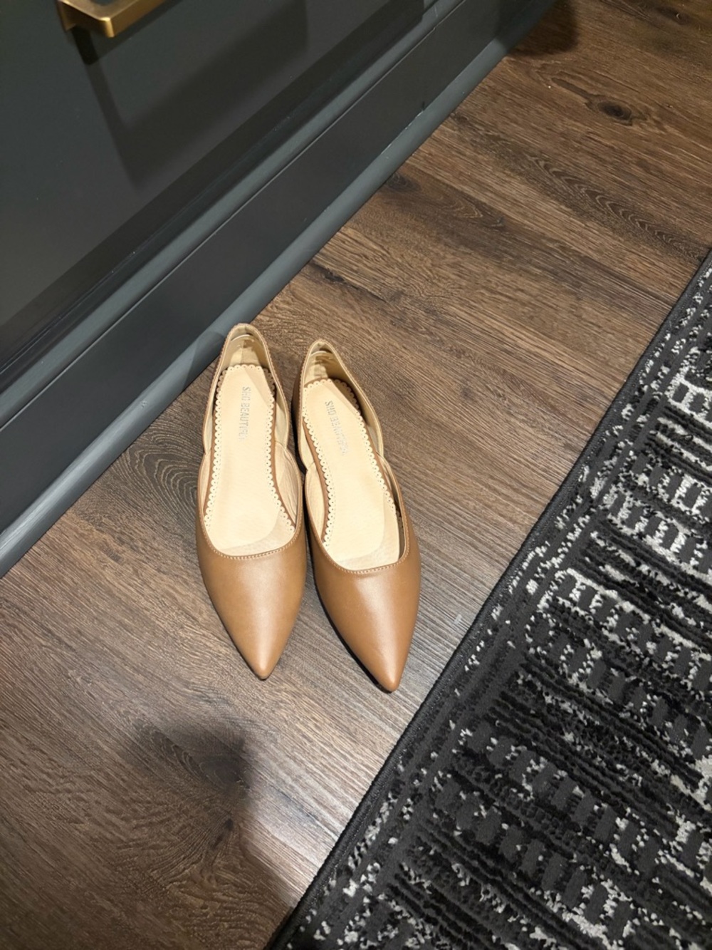 Pointed Toe Ballet Flats in Tan - Unbranded